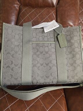 Coach Olive Green Signature Jacquard Tote NWT